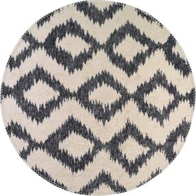 Bielo-modrý umývateľný okrúhly koberec ø 80 cm - Vitaus