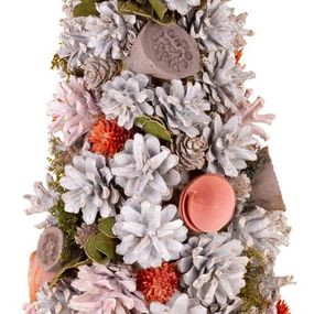Stromček MagicHome Vianoce, ozdobený, prírodný, ružový, 40 cm