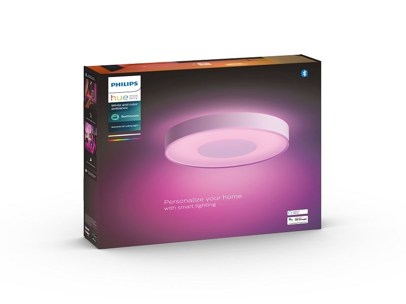 Philips HUE LED White and color Ambiance 41167/31/P9 Xamento M kúpelňové stropné 33,5W 2350lm 2200-6500K 38,1cm IP44 biele stmievateľné Bluetooth