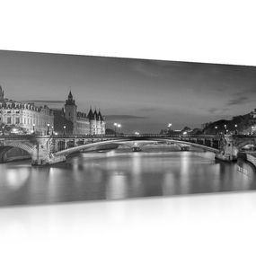 Obraz oslňujúca panoráma Paríža v čiernobielom prevedení