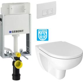 GEBERIT KOMBIFIXBasic vr. bieleho tlačidla DELTA 50 + WC JIKA LYRA PLUS RIMLESS + SEDADLO duraplastu 110.100.00.1 50BI LY1