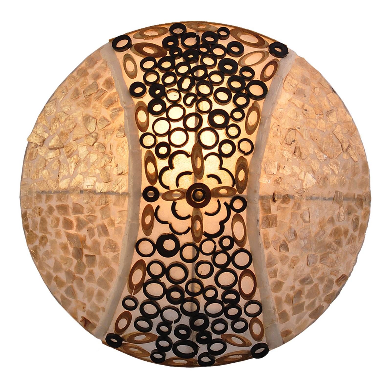 Woru Ozdobené nástenné svietidlo Melina, Obývacia izba / jedáleň, mušľové plátky, bambus, E14, 40W