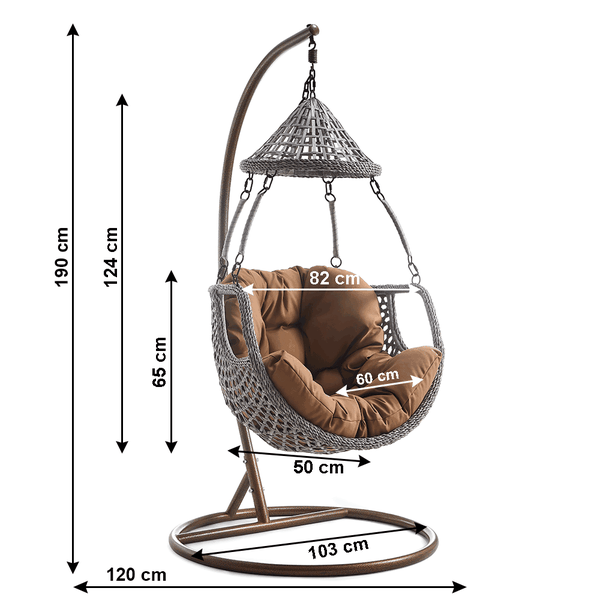 Závesné kreslo, hnedá/sivohnedá, LUANDA