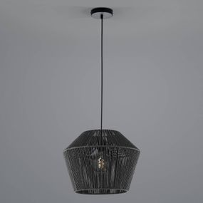 HELL Závesné svietidlo Rope z papiera, čierna, Ø 40 cm, Obývacia izba / jedáleň, papier, E27, 40W