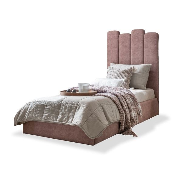Ružová čalúnená jednolôžková posteľ s úložným priestorom s roštom 90x200 cm Dreamy Aurora – Miuform