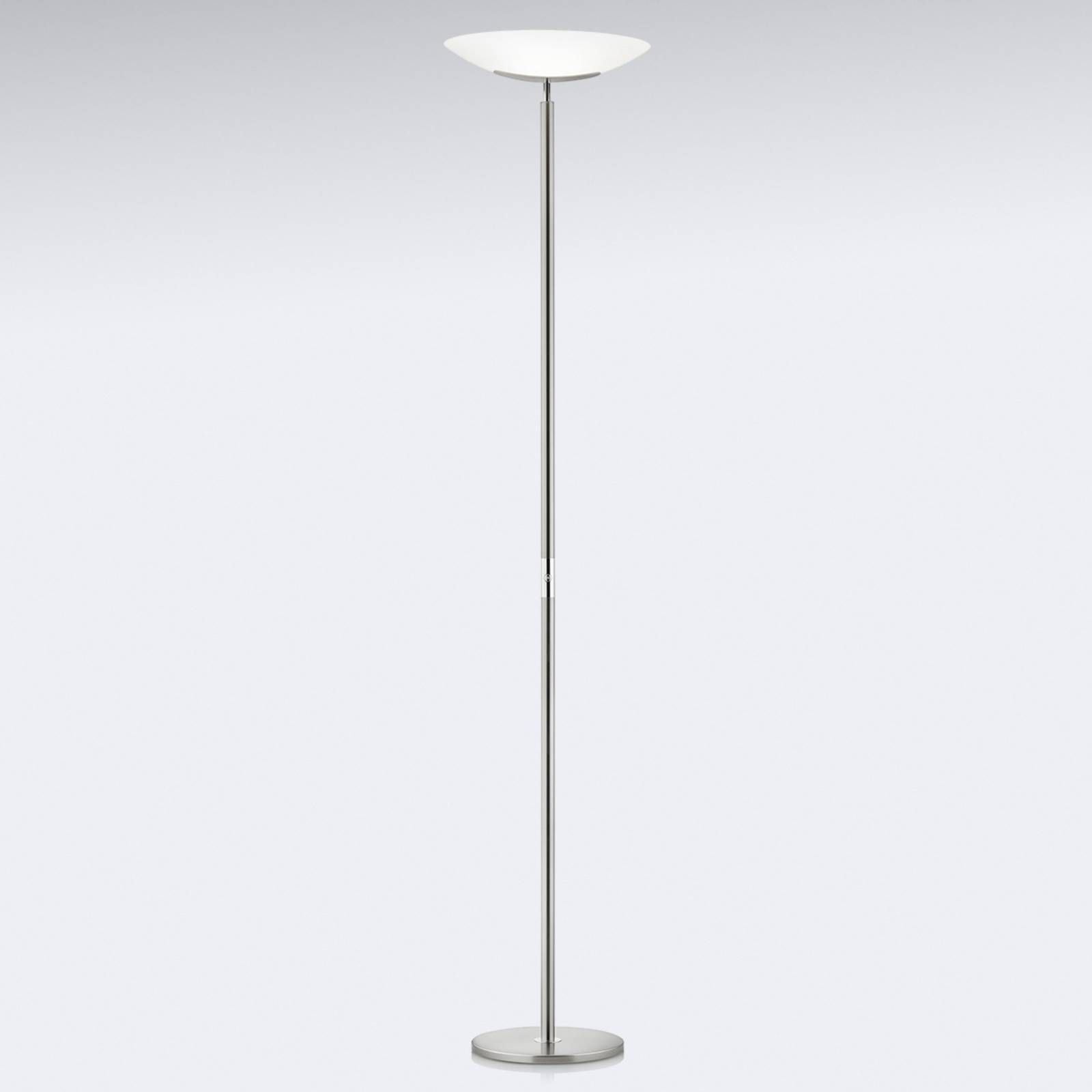 Knapstein Vysokokvalitné LED stojacia lampa Mika nikel-chróm, Obývacia izba / jedáleň, kov, sklo, 26W, K: 183cm