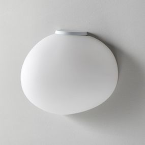 Foscarini Gregg media semi 2 nástenná lampa biela, Obývacia izba / jedáleň, ručne fúkané sklo, kov, E27, 30W, L: 31 cm, K: 25cm