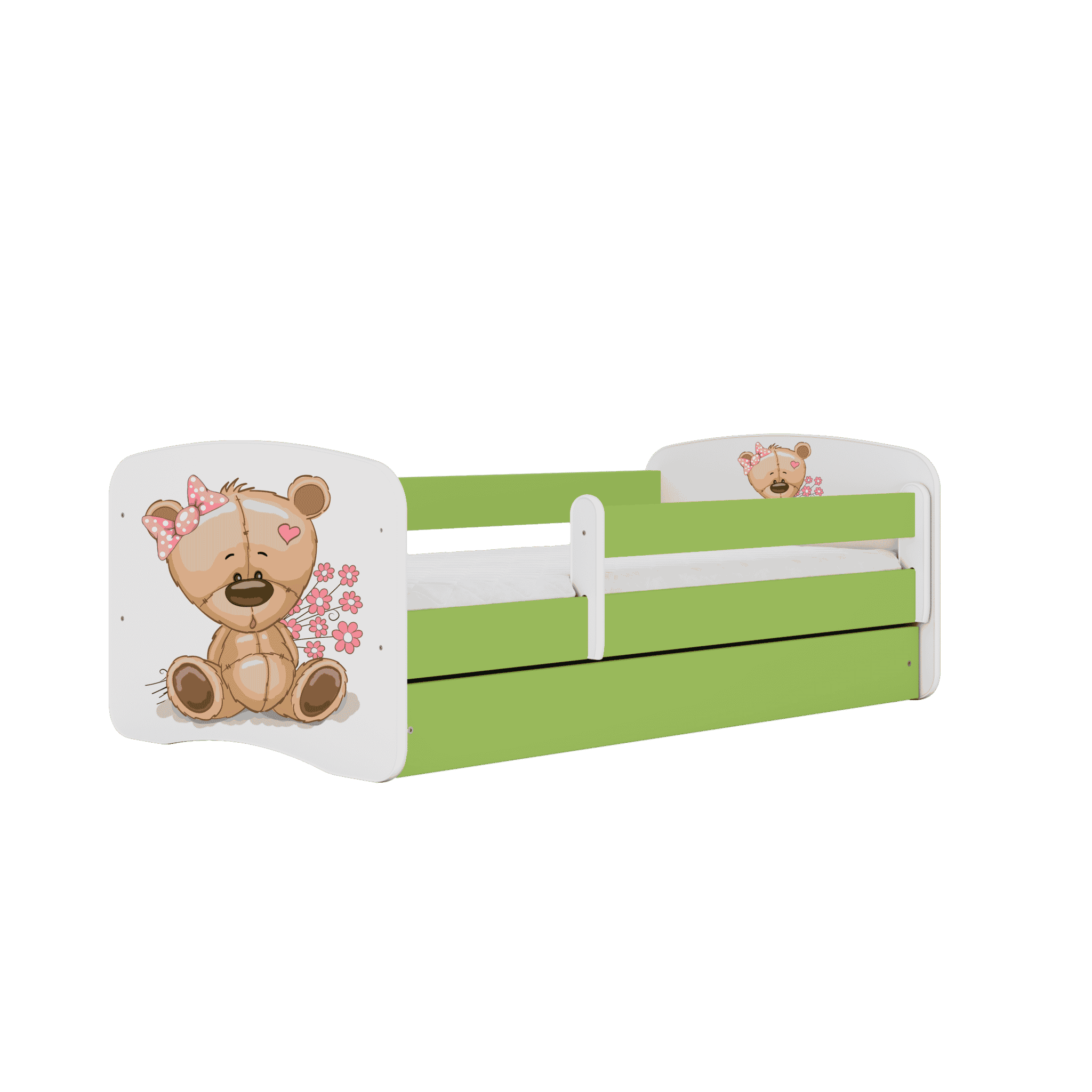 Letoss Detská posteľ BABY DREAMS 180/80- Macko III Zelená Bez matraca S uložným priestorom