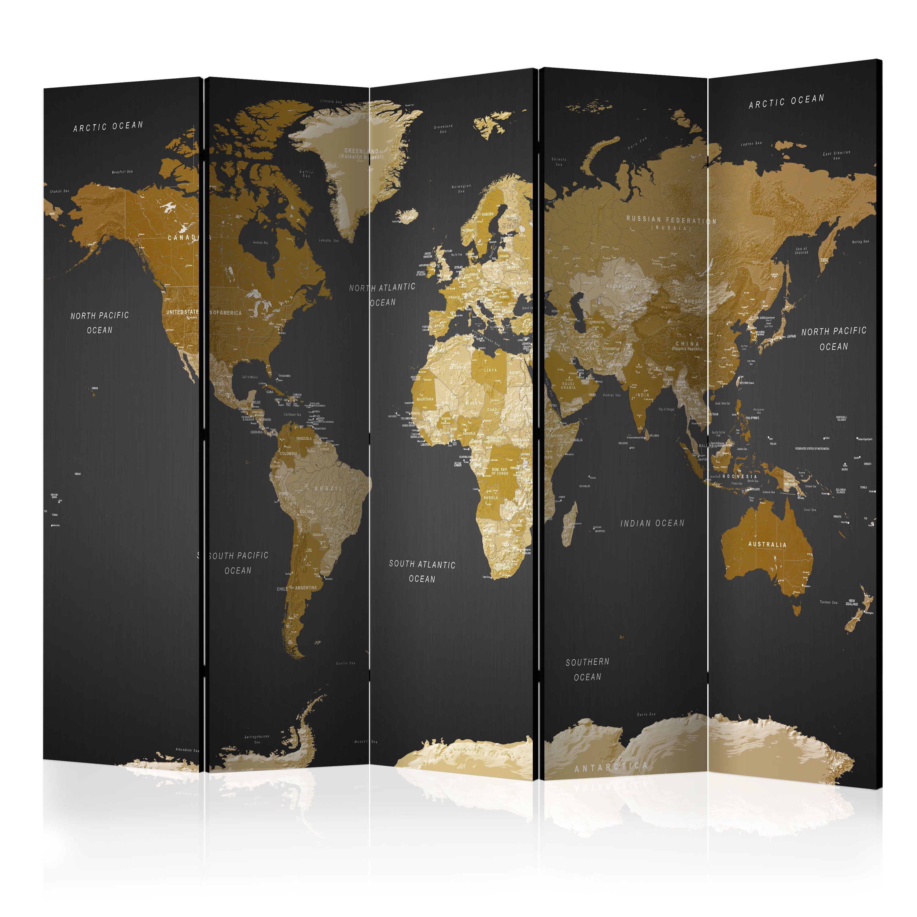 Artgeist Paraván - Room divider - World map on dark background