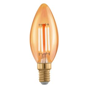 EGLO 110069 LED celosklenená žiarovka E14 Vintage filament C35 sviečka 4W/28W 300lm 1700K GOLD DIM stmievateľná