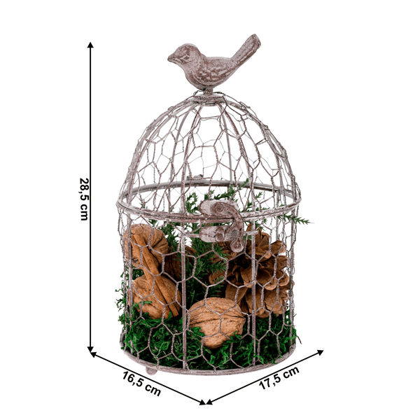 Dekoračná vtáčia klietka, kov, sivohnedá, BIRIN TYP 2