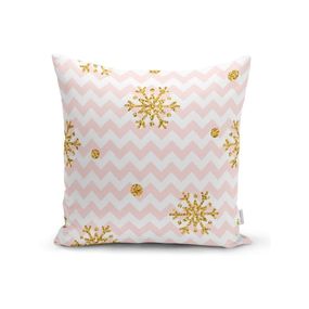 Vianočná obliečka na vankúš Minimalist Cushion Covers Golden Snowflakes, 42 x 42 cm