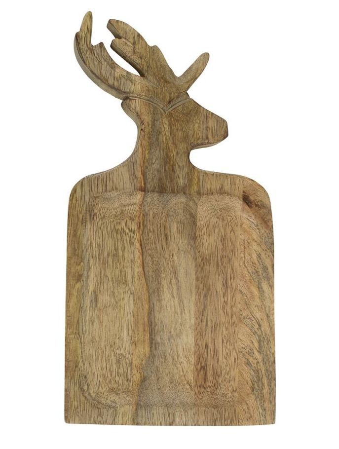 Misa / doštička z mangového dreva s vyrezávaným jeleňom - ​​18,5 * 35,5 * 2cm