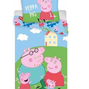 Detské obliečky do postieľky 100x135 PEPPA PIG rodinka