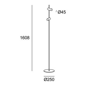 LEDS-C4 Nude Double stojaca lampa E27 čierna, Obývacia izba / jedáleň, hliník, E27, 15W, K: 160.8cm