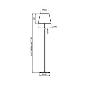 Aluminor Store stojaca lampa, čierna/biela, Obývacia izba / jedáleň, oceľ, látka, E27, 40W, K: 175cm