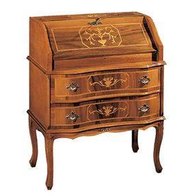 Estila Luxusný barokový písací stolík Clasica so sekretárom z masívneho dreva s dvomi zásuvkami a rustikálnym zdobením 75cm