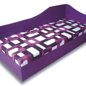 Jednolôžková posteľ (váľanda) 80 cm Lux 87 (Fialová 49 + Gusto 10) (P)
