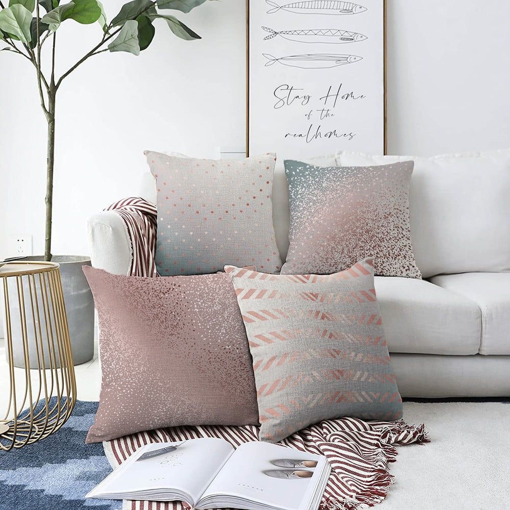 Súprava 4 obliečok na vankúše Minimalist Cushion Covers Glitters, 55 x 55 cm