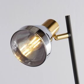 Searchlight Stolová lampa Classy s tienidlom z dymového skla, Obývacia izba / jedáleň, oceľ, sklo, E14, 40W, L: 12 cm, K: 41cm