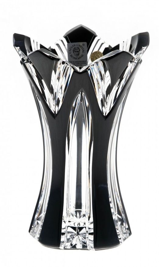 Krištáľová váza Lotos II, farba čierna, výška 155 mm