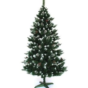 DomTextilu Luxusný vianočný stromček s bielymi koncami a šiškami 150 cm 47851