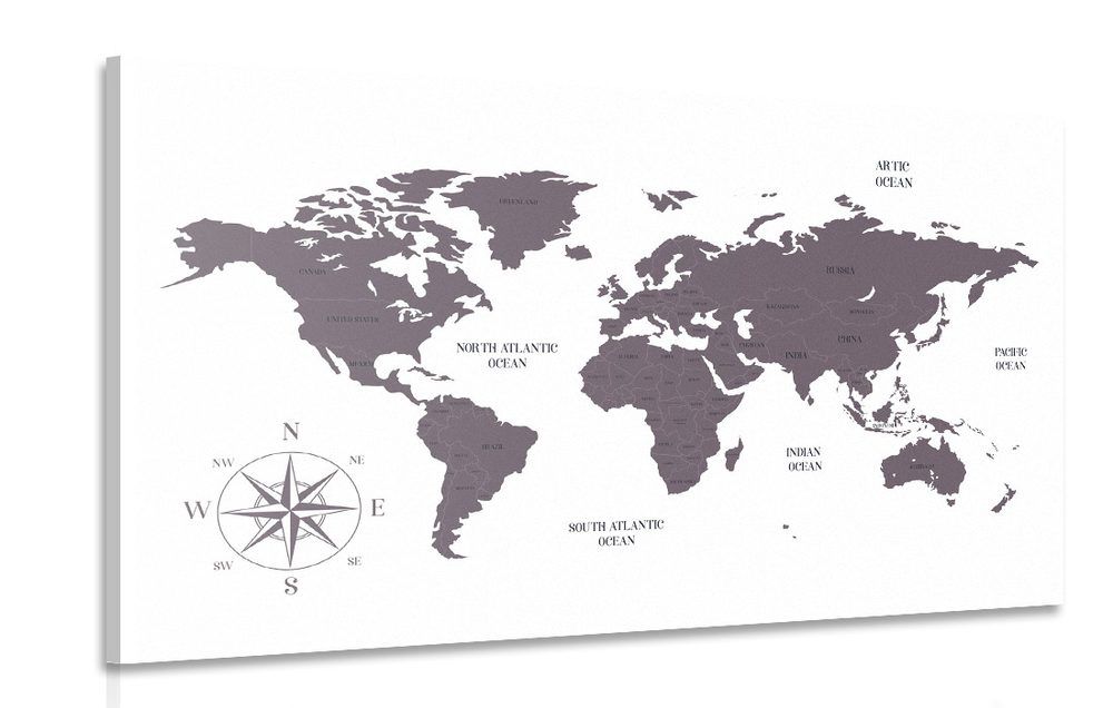 Obraz decentná mapa sveta v hnedom prevedení