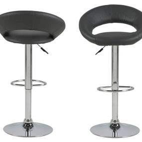 Dizajnová barová stolička Navi, šedá a chrómová