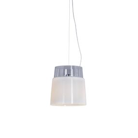 Prandina Vestale S3 závesná lampa biela/číra, Obývacia izba / jedáleň, sklo ručne fúkané, kov, E27, 60W, K: 32cm