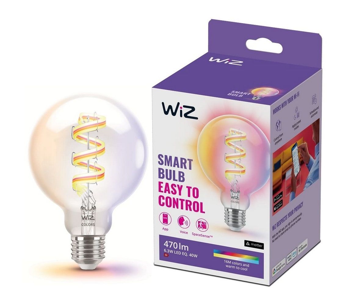 LED RGBW Stmievateľná žiarovka G95 E27/6,3W/230V 2200-6500K Wi-Fi - WiZ
