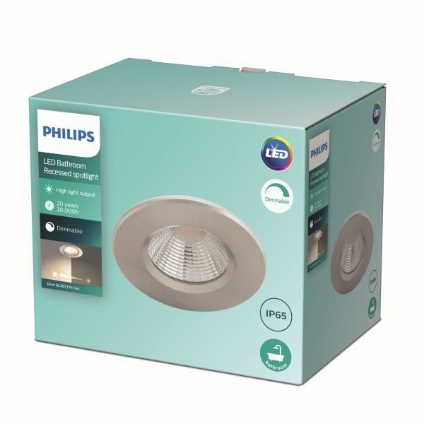 Philips Dive LED SL261 Zápustné svietidlo do kúpeľne kruhové 5,5W/380lm 85mm 2700K IP65 nikel