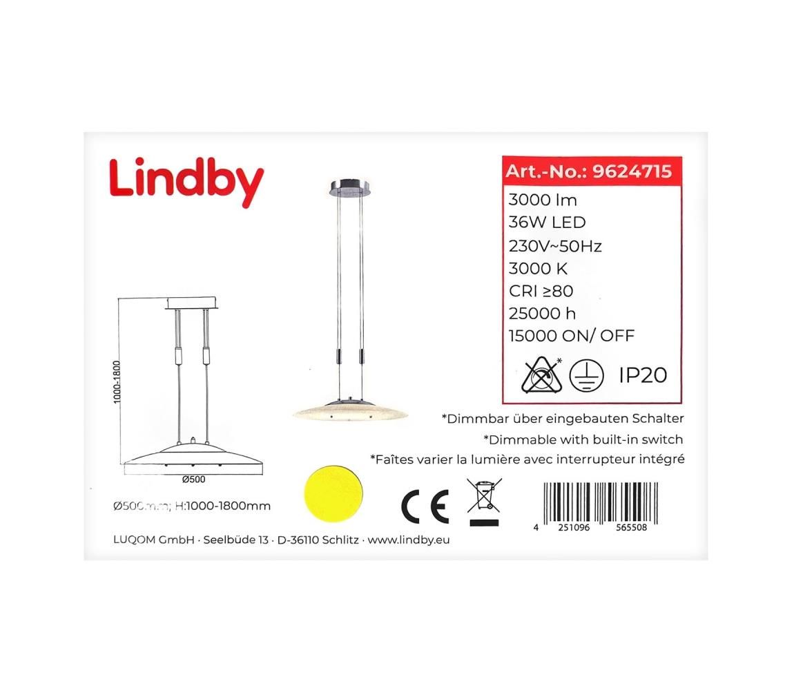 Lindby - LED Stmievateľný luster na lanku AMIDALA LED/36W/230V