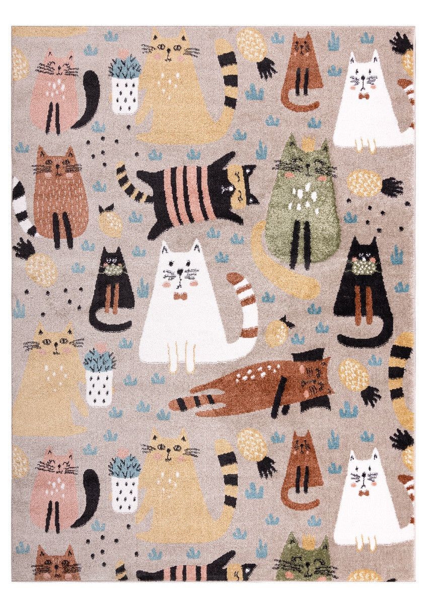 Dywany Łuszczów Detský kusový koberec Fun Kittens Cats beige - 140x190 cm