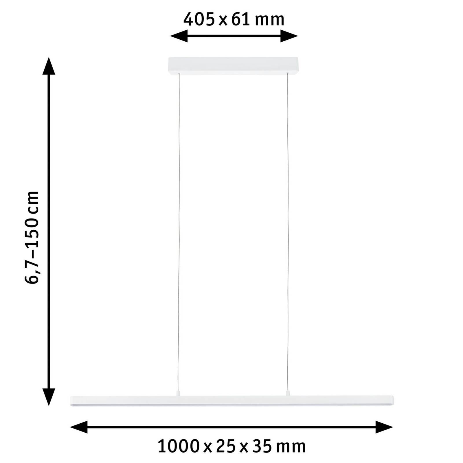 Paulmann Lento LED svietidlo ZigBee CCT dim biela, Obývacia izba / jedáleň, hliník, plast, 13.5W, P: 100 cm, L: 3.5 cm, K: 2.5cm