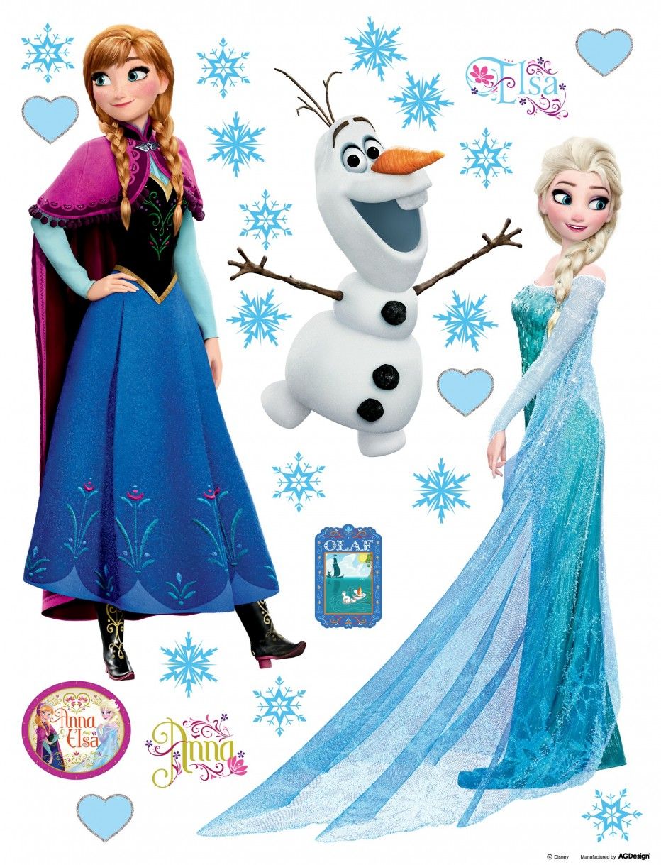 DK 1797 AG Design Samolepiace dekorácie - samolepka na stenu - Wall sticker Frozen Elsa, Anna, Olaf, veľkosť 65 cm x 85 cm