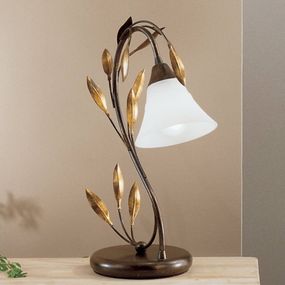 Kögl Zakrivená stolná lampa CAMPANA, Obývacia izba / jedáleň, kov, opálové sklo, E14, 40W, L: 15 cm, K: 38cm