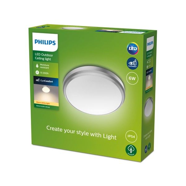 Philips 8719514417830 Doris vonkajšie stropné svietidlo LED 6W/600lm 2700K IP54 nikel