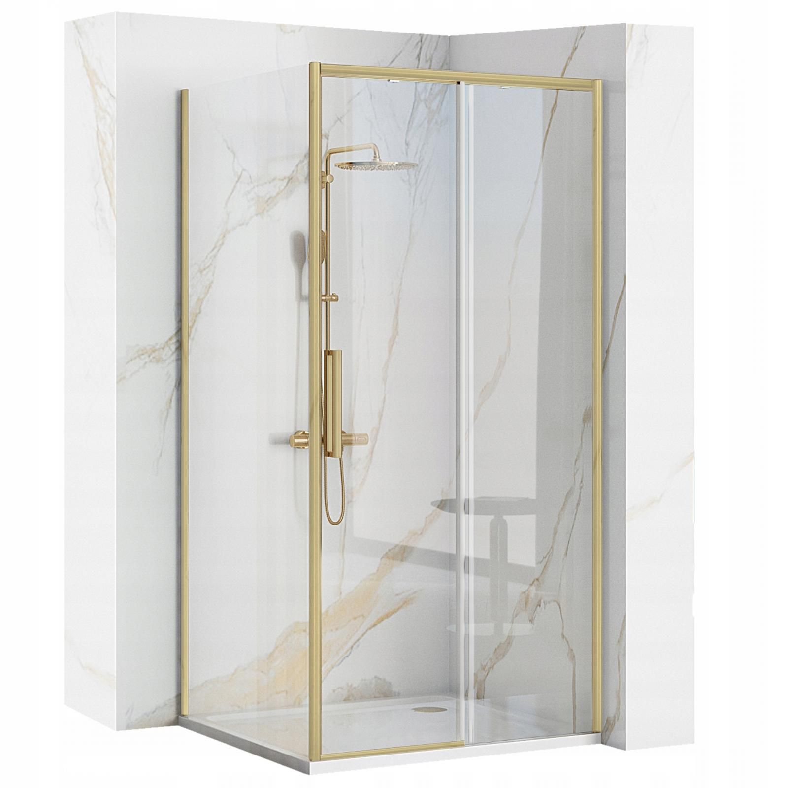 Sprchovací kút Rea RAPID slide 100x100 cm - zlatý brúsený