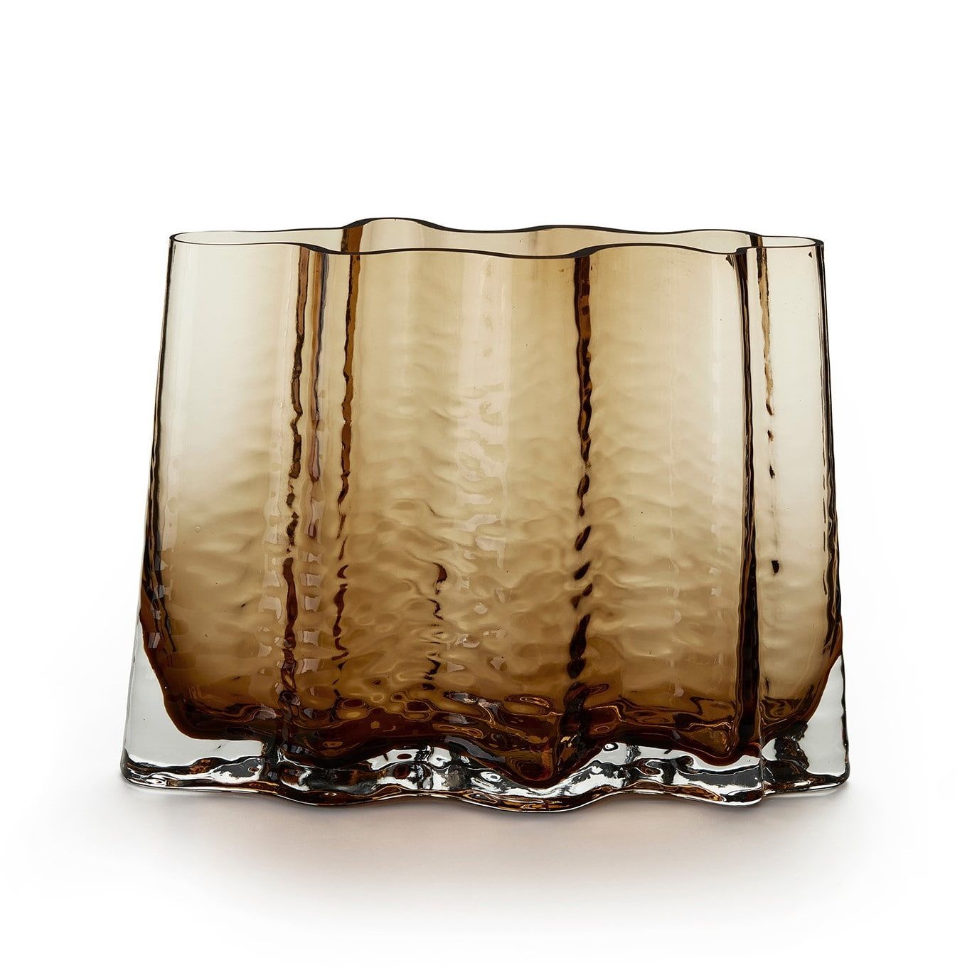 COOEE Design Sklenená váza Gry Wide Cognac 19 cm