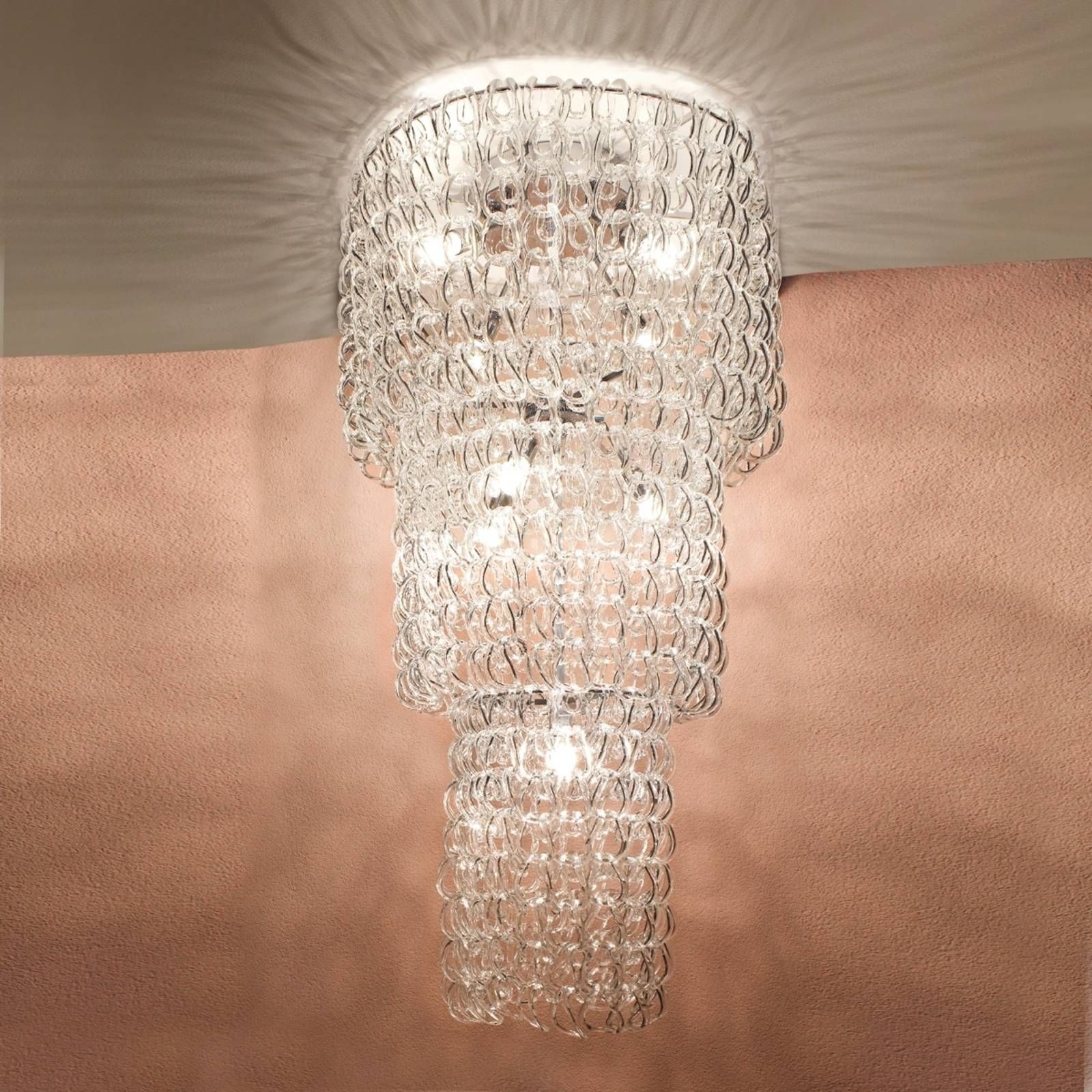 Vistosi Závesná lampa Giogali 150 cm, Obývacia izba / jedáleň, sklo, kov, E27, 100W, K: 150cm