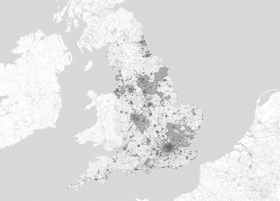 Anglicko - čiernobiela mapa fototapeta FX3339