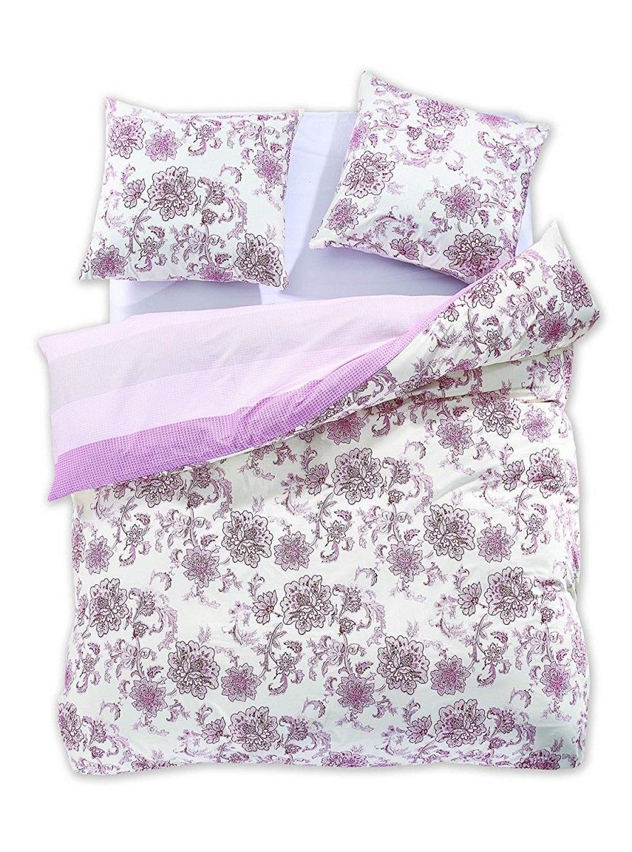 Bavlnená posteľná bielizeň DecoKing Diamond Pottery ružovo-biela