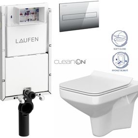 LAUFEN Podomít. systém LIS TW1 SET s chrómovým tlačidlom + WC CERSANIT CLEANON COMO + SEDADLO H8946630000001CR CO1