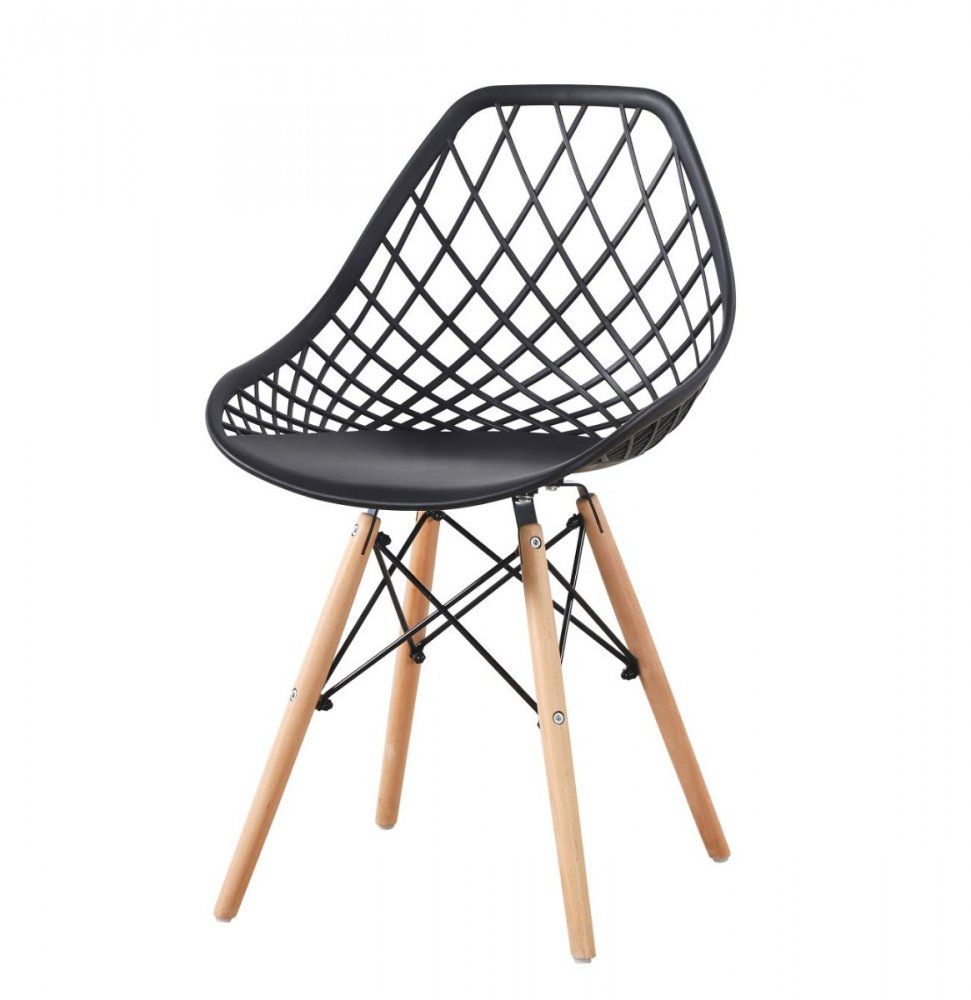 VerDesign, RIANA II plastová stolička, čierna/buk masív,plast