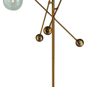 Estila Art-deco kovová stojaca lampa Vidar s troma polohovateľnými rúčkami zlatá 180cm