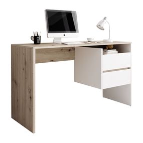 Písací stôl Tulio - dub artisan / biely mat