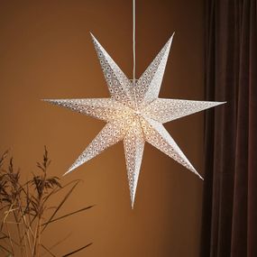 Markslöjd Dekoračná hviezda Baroque na zavesenie Ø75cm biela, papier, plast, E14, 25W
