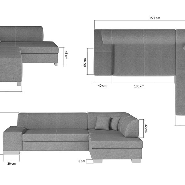 Rohová sedačka s rozkladom a úložným priestorom Ferol L - čierna (Sawana 14) / čierna (Soft 11)