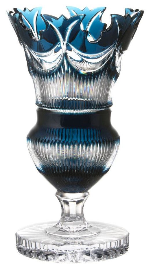 Krištáľová váza Diadem, farba azúrová, výška 410 mm