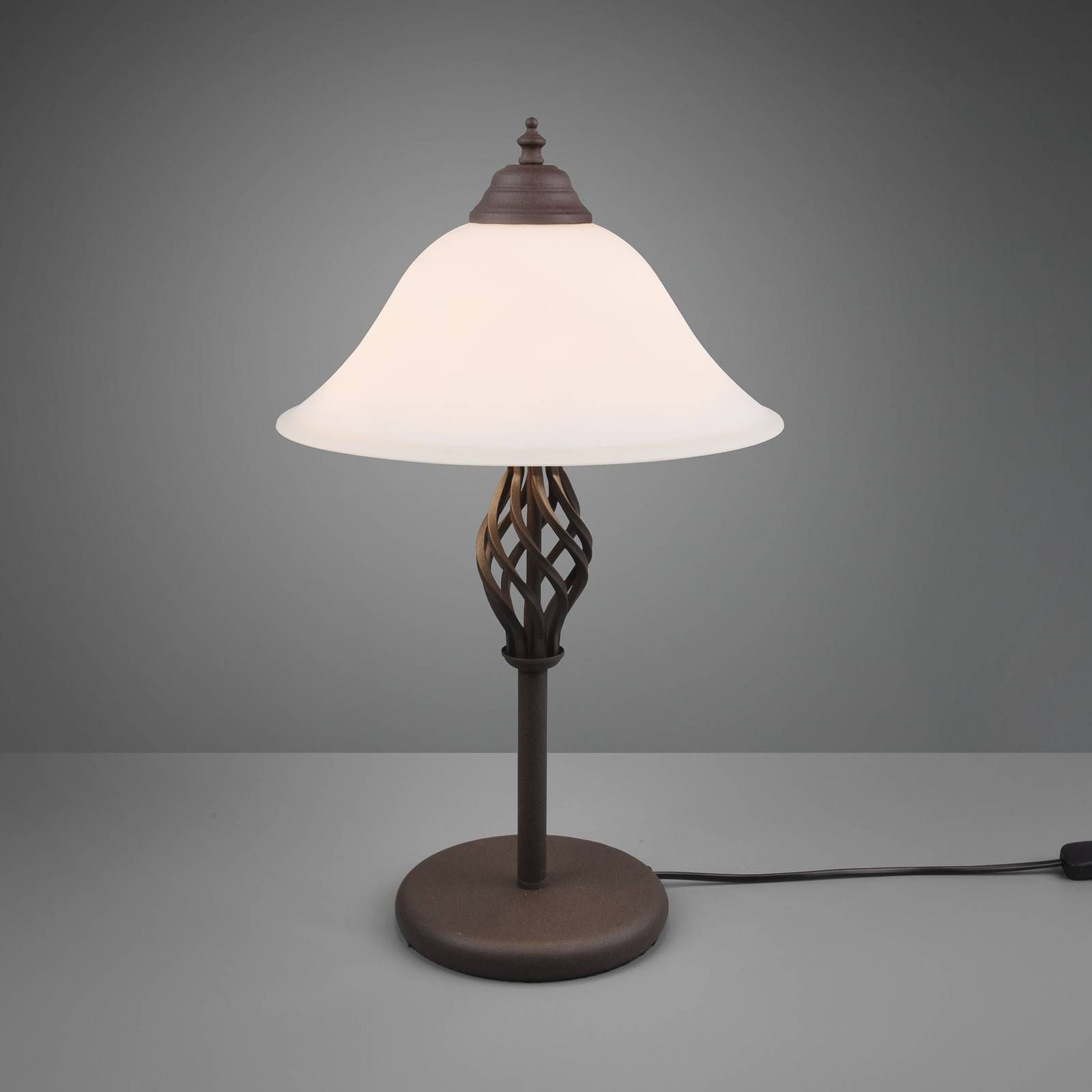 Trio Lighting Stolná lampa Rustica s káblovým vypínačom, hrdza, Obývacia izba / jedáleň, kov, sklo, E14, 40W, K: 50cm